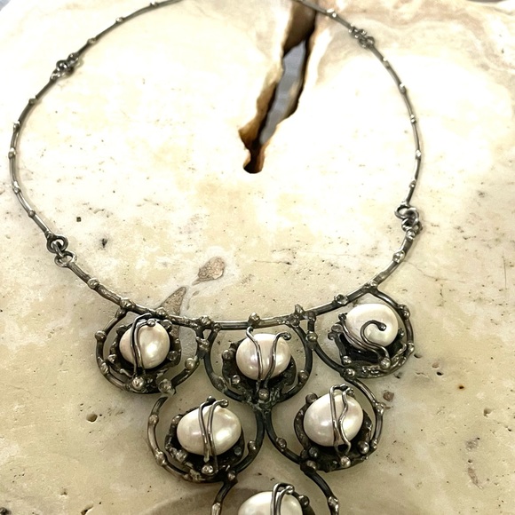Brutalist studio jeweler statement necklace - Picture 5 of 9